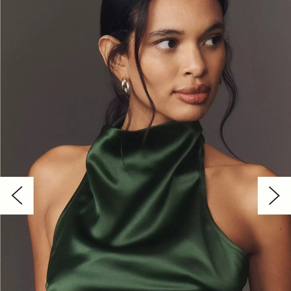 Anthropologie Green Sheath Midi Dress Halter Sleeveless - Picture 3 of 3